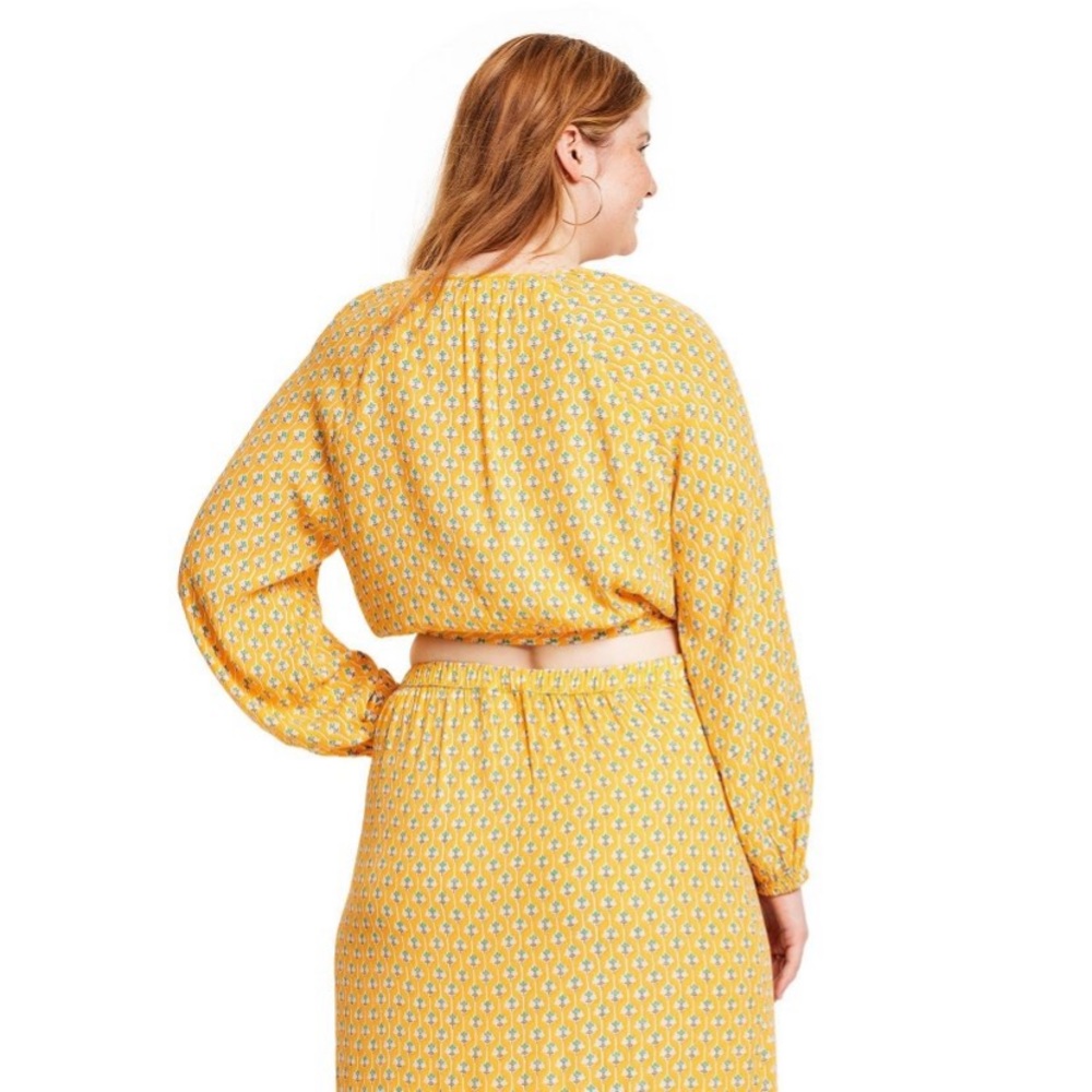 Dainty Lotus Print Wrap Top - RHODE × Target Yellow/Turquoise NWT - Picture 6 of 11